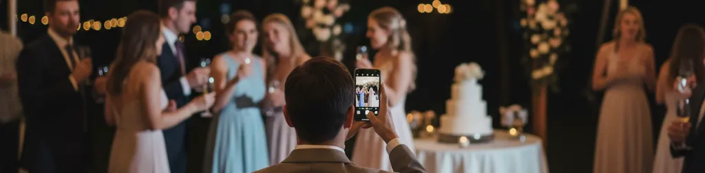 Hochzeitsgäste fotografieren gemeinsam