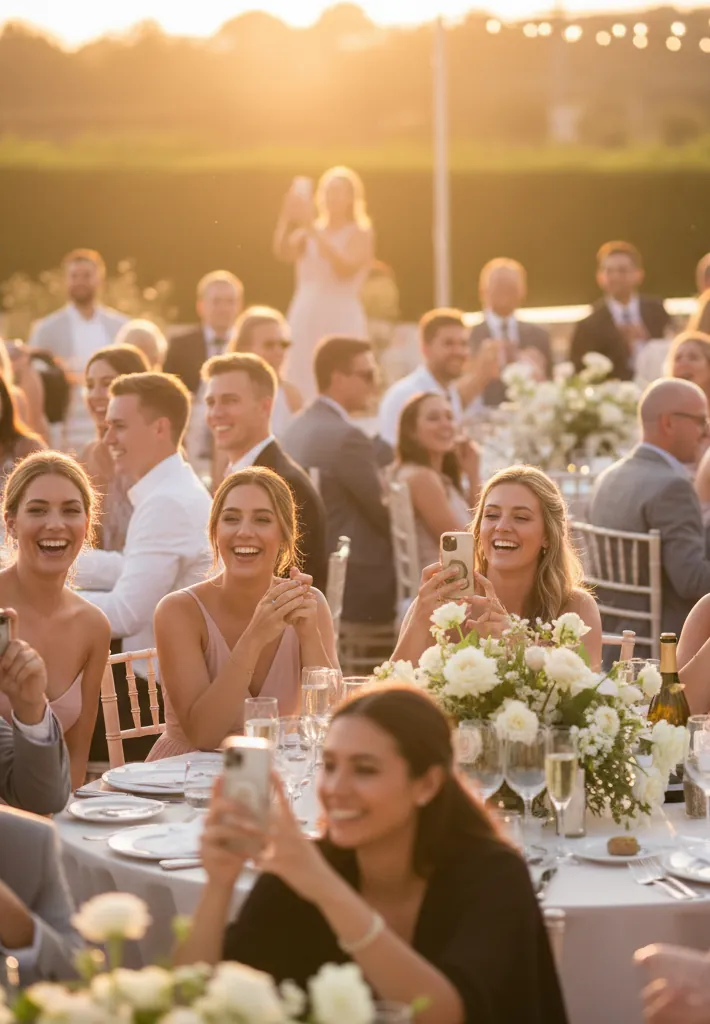 Hochzeitsgäste fotografieren gemeinsam